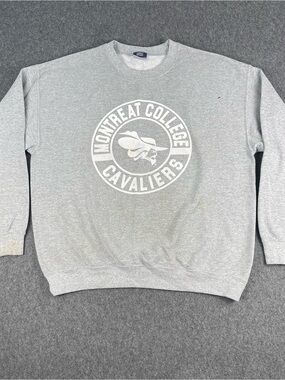 Vintage 90’s Montreat College Cavaliers Sweatshirt Mens Large Gray Distress Boxy